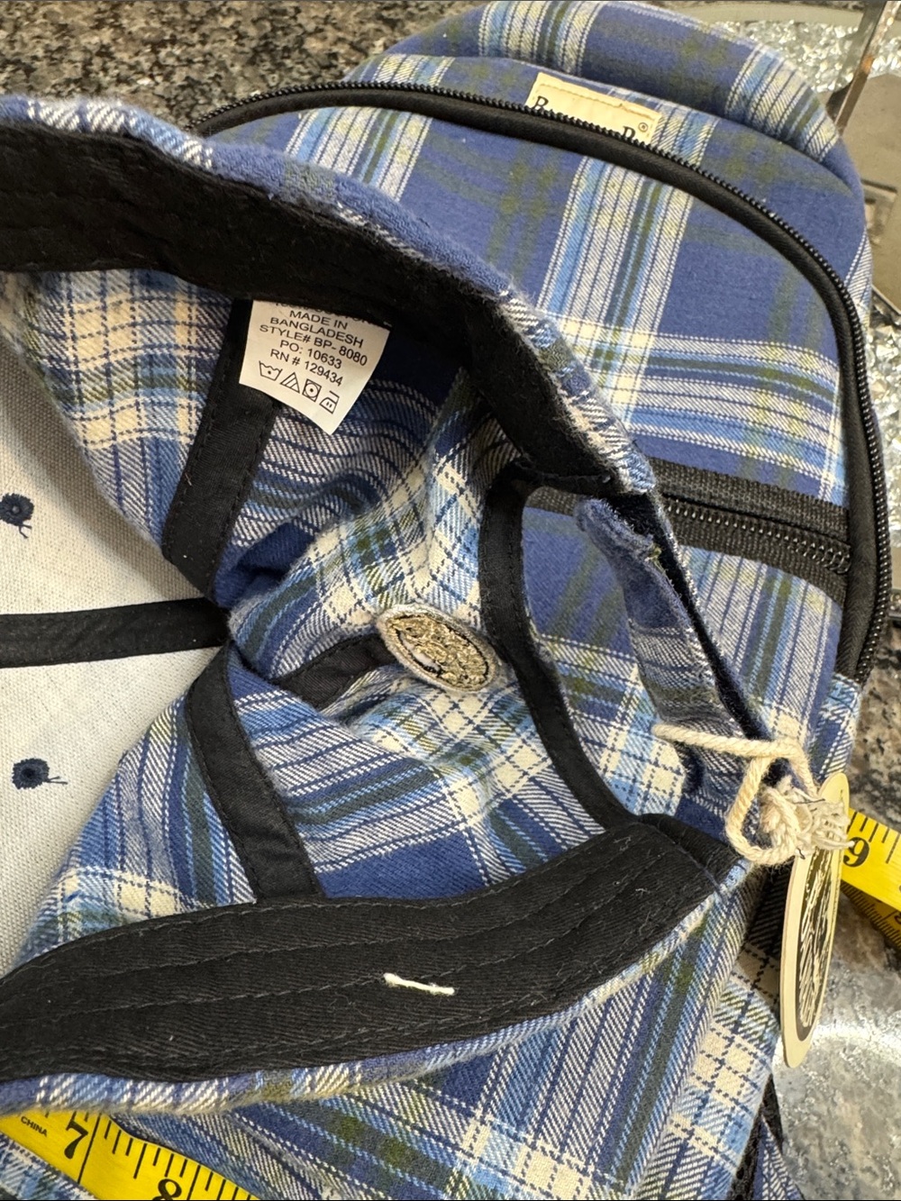 Backpacker Blue Plaid full size Backpack with Matching Cap NWT - Picture 14 of 15